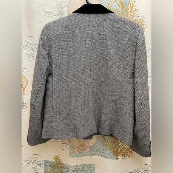 Evan Picone VTG 2 Piece Wool Black White Plaid Blazer Skirt Velvet Office Set - Picture 7 of 17